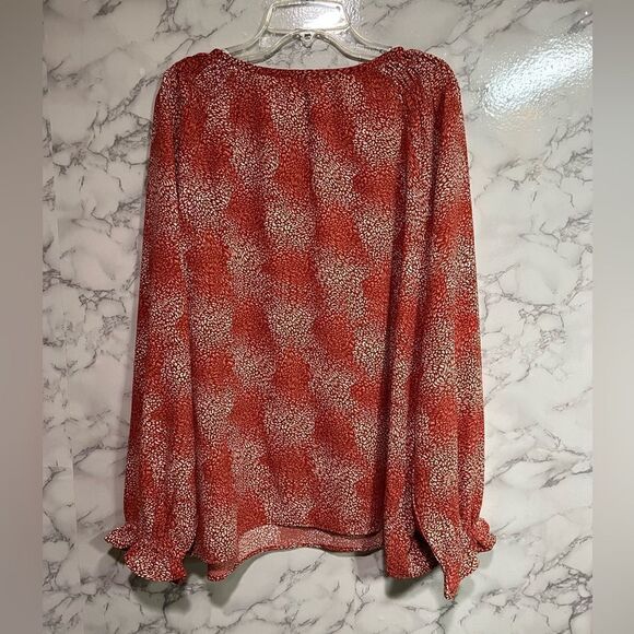Jessica Simpson Women's Long Sleeve V-Neck Blouse Orange Size L $60 - Picture 8 of 9